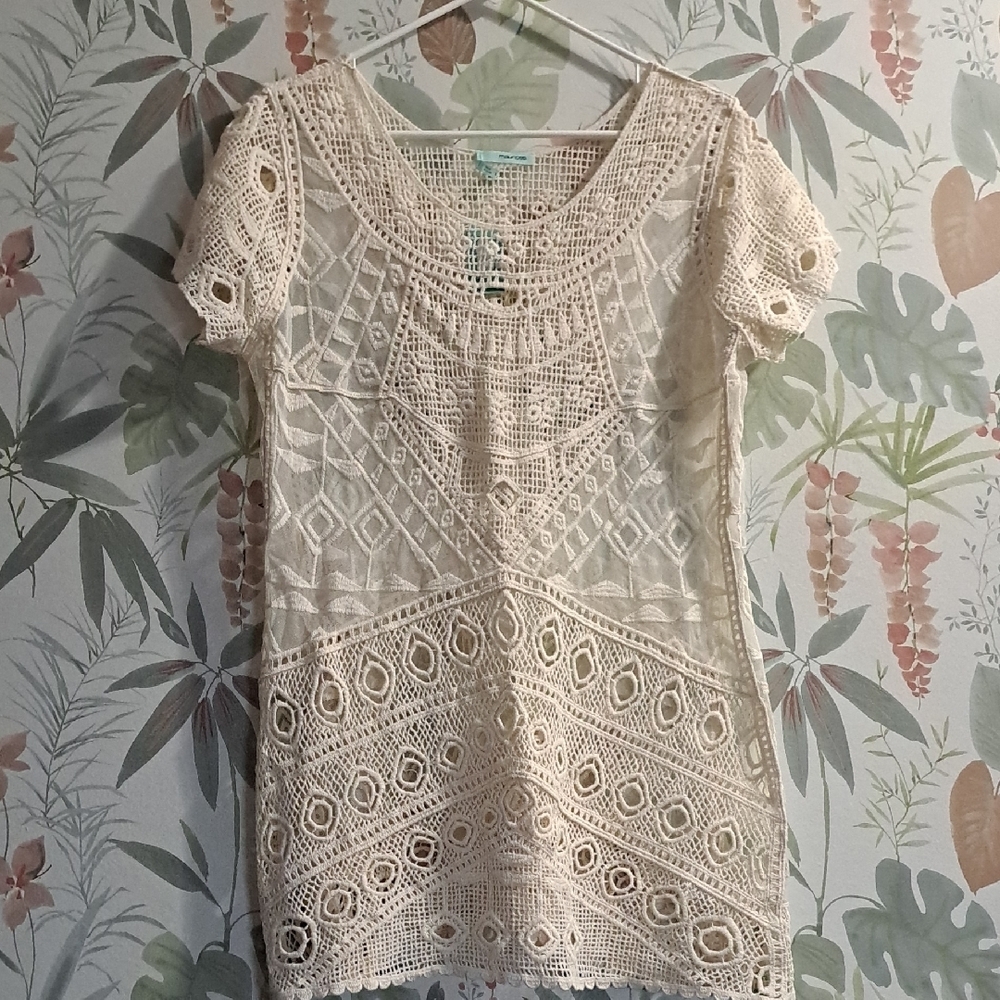Maurices Cream Boho Top Size Large